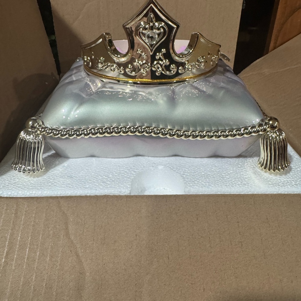 Aurora Gold Crown on Silver Cushion Candle Holder. New in original box.